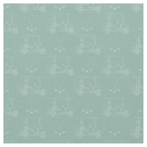 Tonal Golf Carts & Clubs on Light Gray Turquoise Fabric