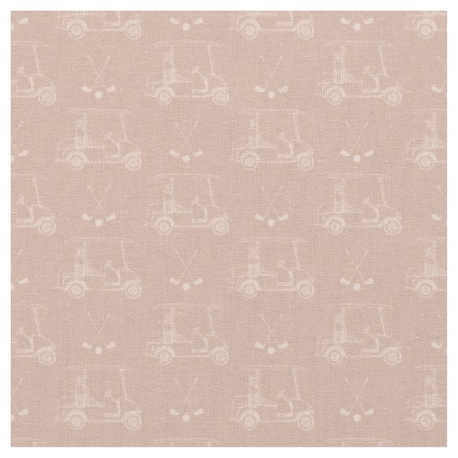 Tonal Golf Carts & Clubs on Pastel Gray Orange Fabric (Close Up)