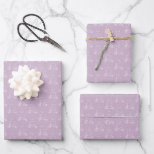 Tonal Golf Carts & Clubs on Pastel Magenta Wrapping Paper Sheets