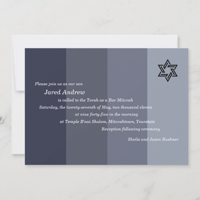 Tonal Grey Bar Mitzvah Invitation (Front)