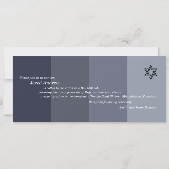 Tonal Grey Bar Mitzvah Invitation (Front)