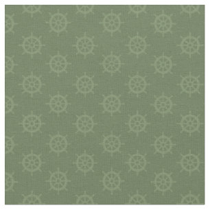 Tonal Ships Wheel on Reseda Green Fabric