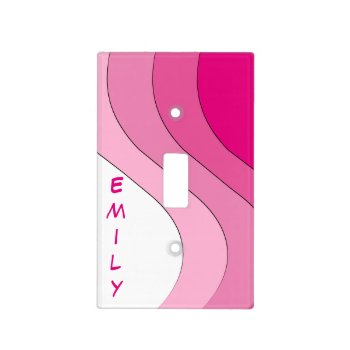 Tonal Wave Pink Striped Personalized Light Switch Cover by ArtByApril at Zazzle