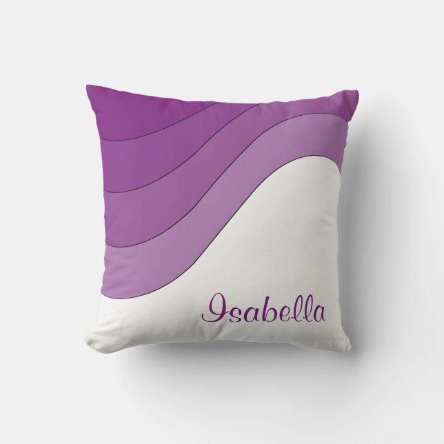 Tonal Wave Purple Striped Custom Personalized Throw Pillow (Front)