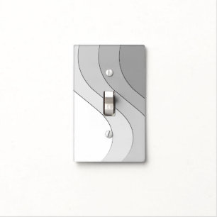 Tonal Wave Silver Gray Striped Light Switch Cover