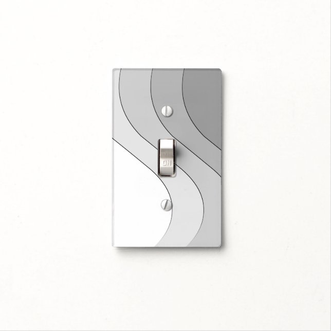 Tonal Wave Silver Gray Striped Light Switch Cover (In Situ)