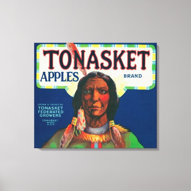 Tonasket Apple Label - Tonasket, WA Canvas Print (Front)