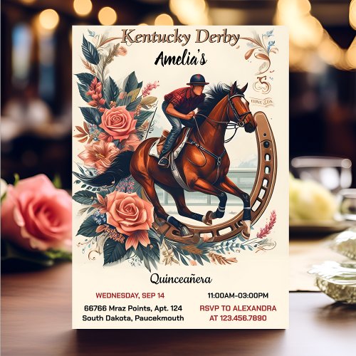 Tone Horse Cowboy Derby Party Western Quinceanera Invitation