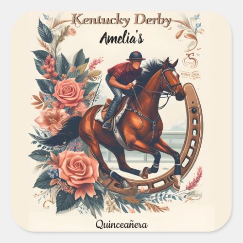 Tone Horse Cowboy Derby Party Western Quinceanera Square Sticker