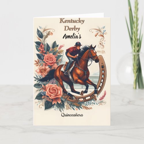 Tone Horse Cowboy Derby Party Western Quinceanera Thank You Card