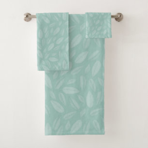 Tone on Tone Aqua Leaf Pattern Bath Towel Set