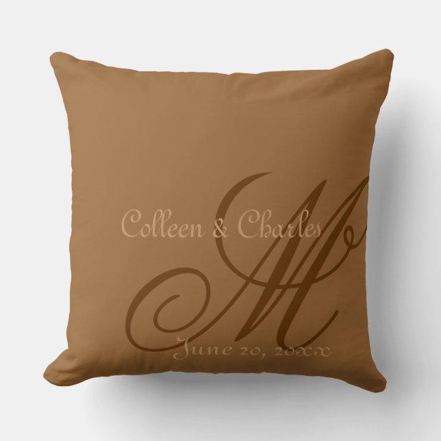 Tone on Tone Monograms Throw Pillow (Front)