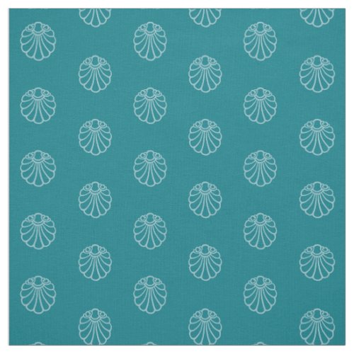 tone_on_tone teal blue stylized scallop_print fabric