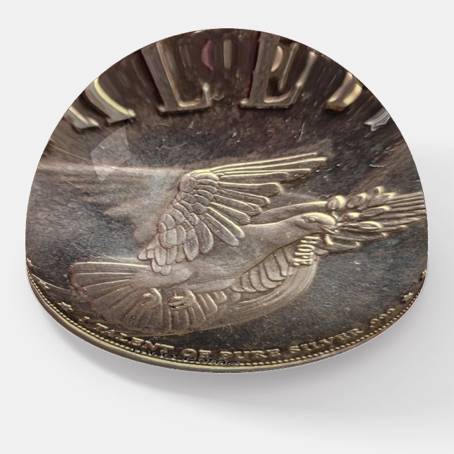 Toned Silver Talent Ounce Round Paperweight (Angled)
