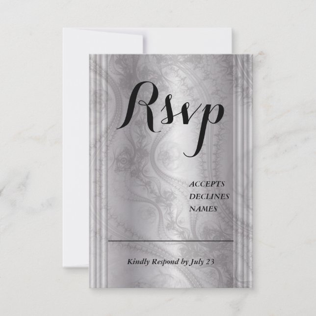 Tones of Gray Rsvp card with lace detail (Front)