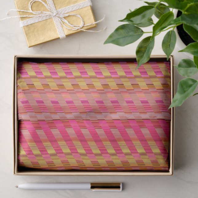 Tones of Pink and Gold Stripes Tissue Paper (Gift)