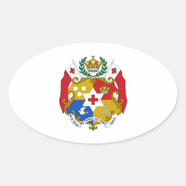 Tonga Coat of Arms Oval Sticker (Front)