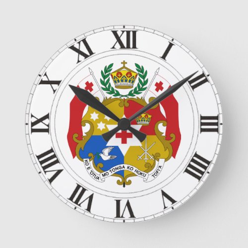 Tonga Coat of Arms Round Clock