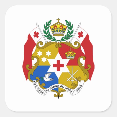 Tonga Coat of Arms Square Sticker