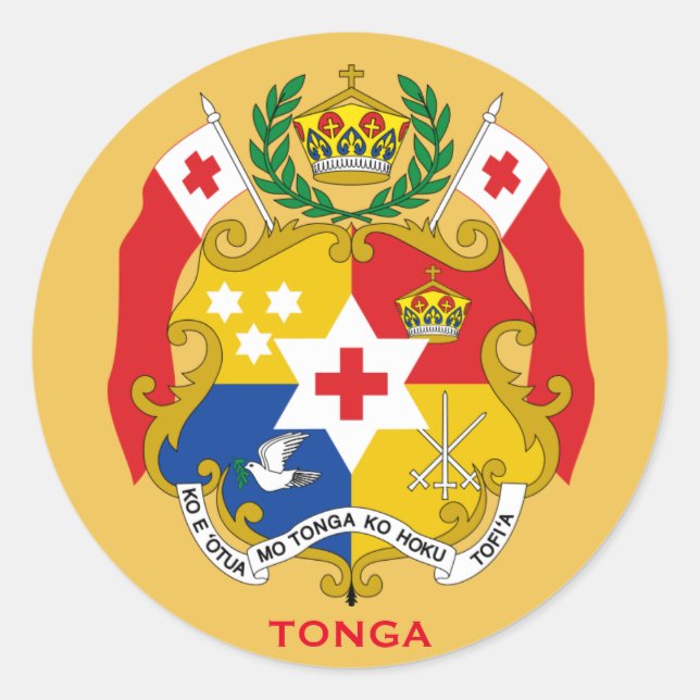 Tonga Crest Round Sticker (Front)