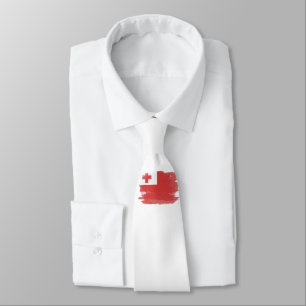 Tonga flag brush stroke, national flag neck tie