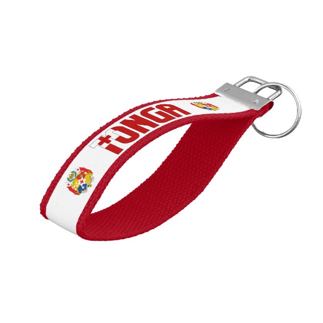 Tonga Flag Charming Patriotic Wrist Keychain (Angled Up)