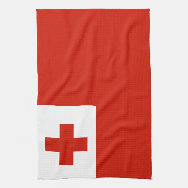 Tonga flag kitchen towel (Vertical)