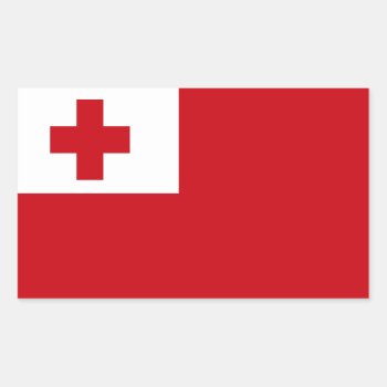 Tonga Flag Rectangular Sticker by HappyPlanetShop at Zazzle