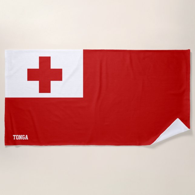 Tonga Flag Splendid Patriotic Beach Towel (Front)