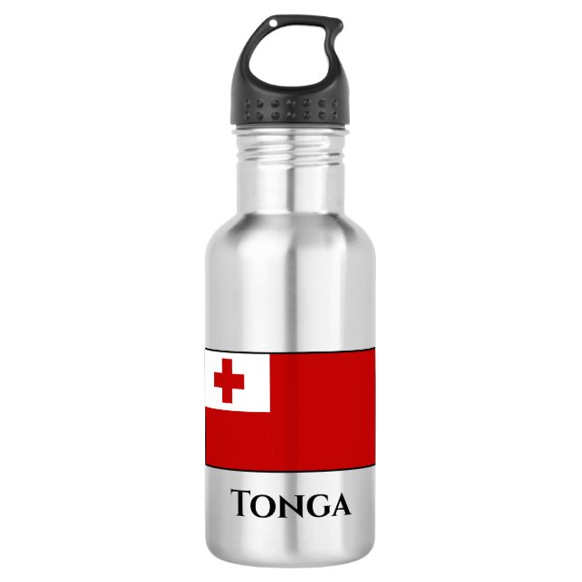 Tonga Flag Stainless Steel Water Bottle (Front)