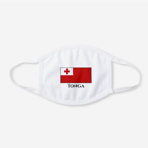 Tonga Flag  White Cotton Face Mask