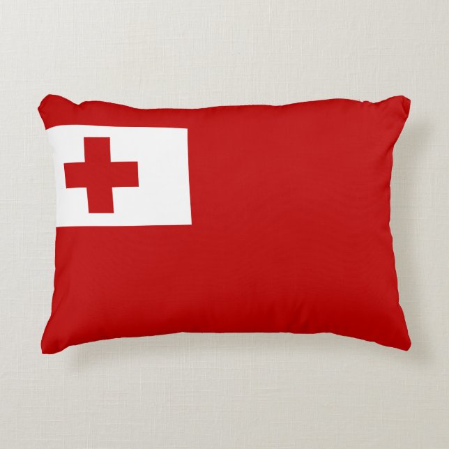 Tonga Island Flag Red Cross Accent Pillow (Front)