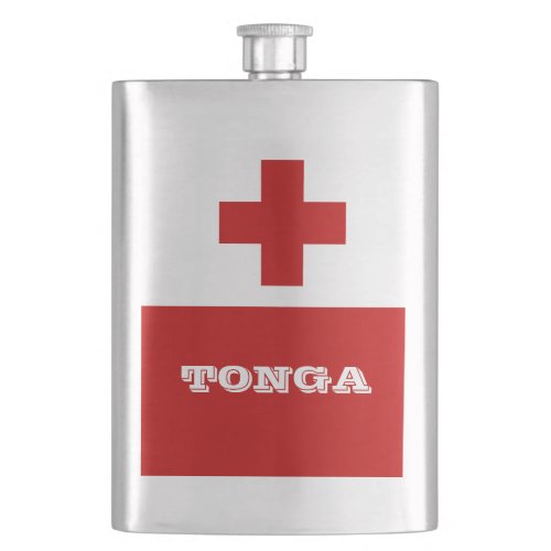 Tonga Island Flag Red Cross Hip Flask