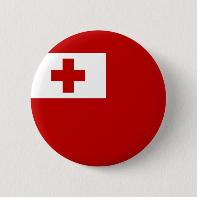 Tonga Island Flag Red Cross Pinback Button (Front)