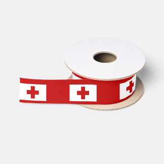 Tonga Island Flag Red Cross Satin Ribbon