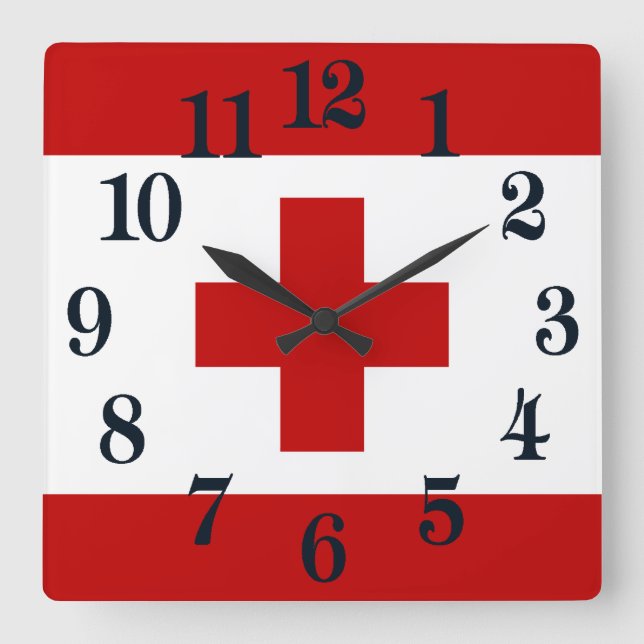 Tonga Island Flag Red Cross Square Wall Clock (Front)