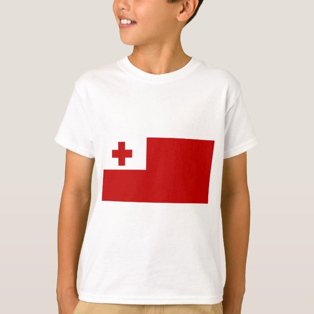 Tonga Island Flag Red Cross T-Shirt (Front)