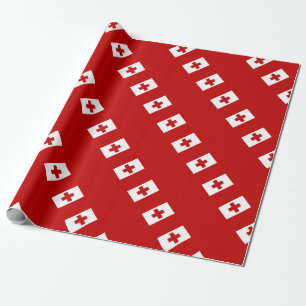 Tonga Island Flag Red Cross Wrapping Paper