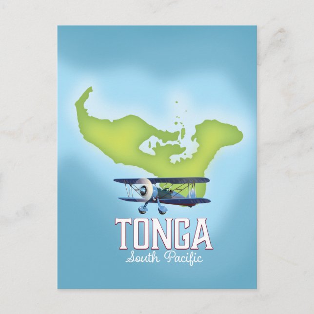 Tonga Map Flight travel poster Postcard (Front)