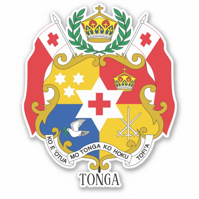 Tonga National Coat Of Arms Patriotic Sticker (Front)