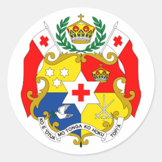 Tonga Official Coat Of Arms Heraldry Symbol Classic Round Sticker