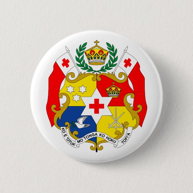 Tonga Official Coat Of Arms Heraldry Symbol Pinback Button (Front)