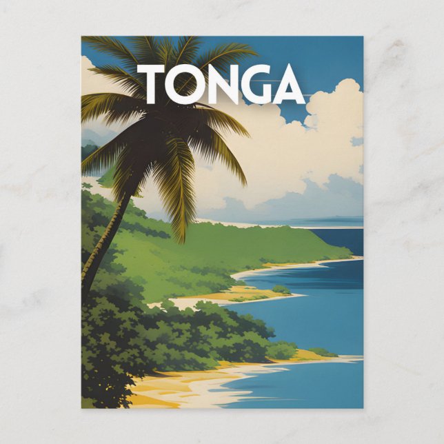 Tonga Retro Travel Poster Postcard (Front)
