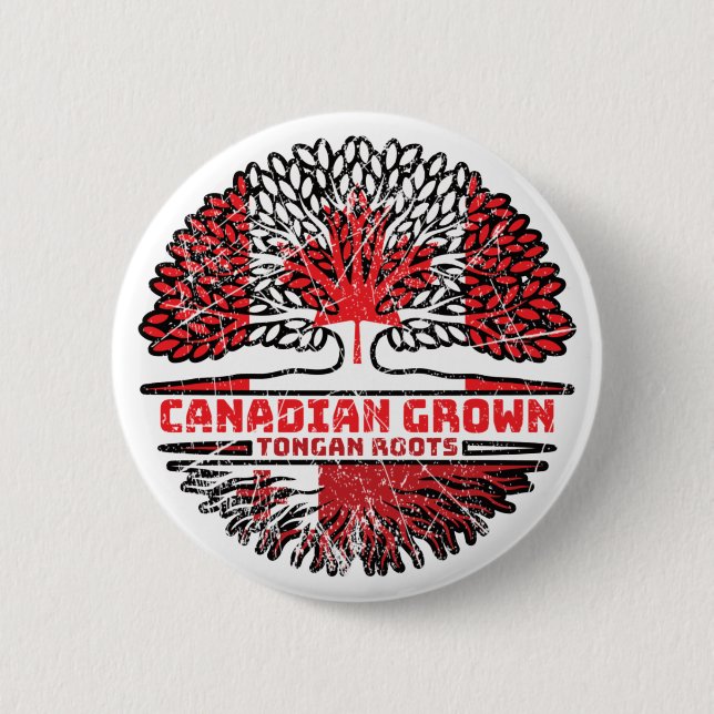Tonga Tongan Canadian Canada Tree Roots Flag Button (Front)