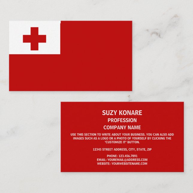Tongan Flag, Flag of Tonga Business Card (Front/Back)