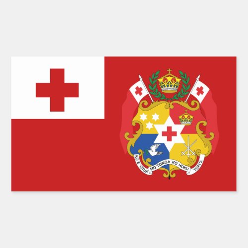 Tongan Flag  Seal Flag of Tonga Rectangular Sticker