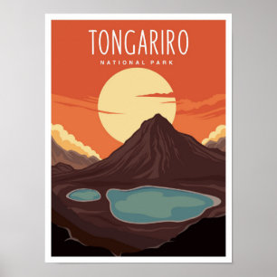 Tongariro National Park New Zealand Travel Poster