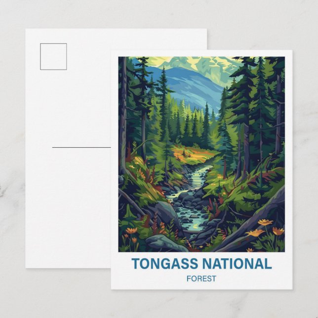 Tongass National Forest Illustration Travel Postcard (Front/Back)