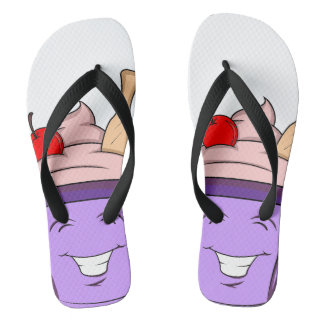 Tongs estivales avec motif glace kawaii et visage  flip flops