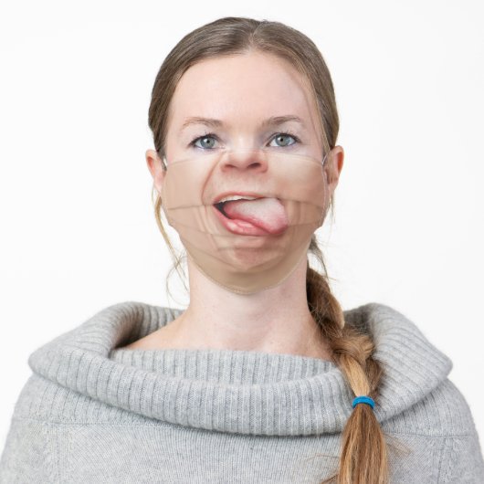 Tongue Funny Face Mask | Optical Illusion Mouth (Worn)